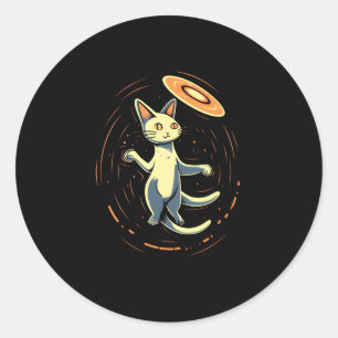 Cat Playing Frisbee Disk Golf Player Discgolfer Di Runder Aufkleber