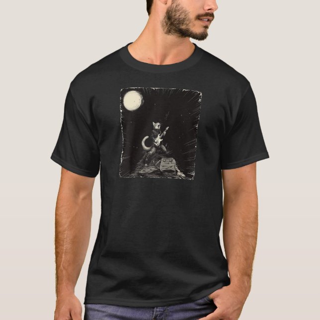 Cat Playing Gitarre Funny Rock Star Classic Rock R T-Shirt (Vorderseite)