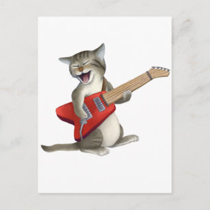 Cat Playing Gitarre Postkarte
