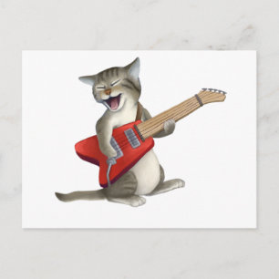 Cat Playing Gitarre Postkarte