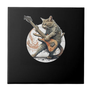 Cat Playing Gitarre Rock Cat Heavy Metal Cat Mus Fliese