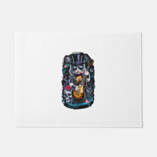 Cat Playing Gitarre Rock & Roll 80er 90s Rock Band Fußmatte