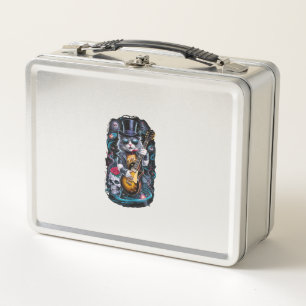 Cat Playing Gitarre Rock & Roll 80er 90s Rock Band Metall Brotdose