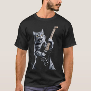 Cat Playing Gitarre Rock Star Rock Rock and Roll F T-Shirt