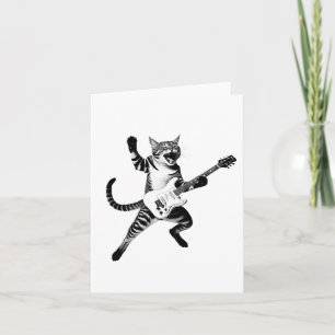Cat Playing Gitarre Rock und Roll Band Männer Frau Karte