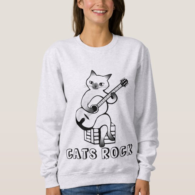 Cat Playing Gitarre T - Shirt (Vorderseite)