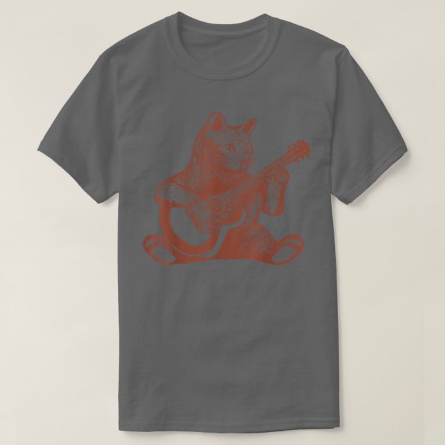 Cat Playing Gitarre  T-Shirt (Design vorne)
