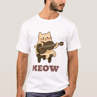 Cat Playing Guitar - Funny Meow Kitty Music design T-Shirt