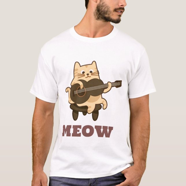 Cat Playing Guitar - Funny Meow Kitty Music design T-Shirt (Vorderseite)