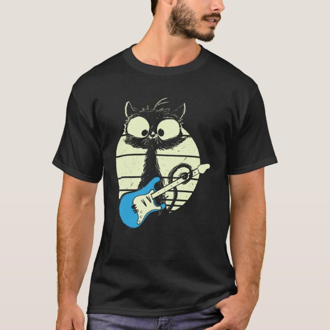 Cat Playing Guitar Guitarist Cat T-Shirt (Vorderseite)