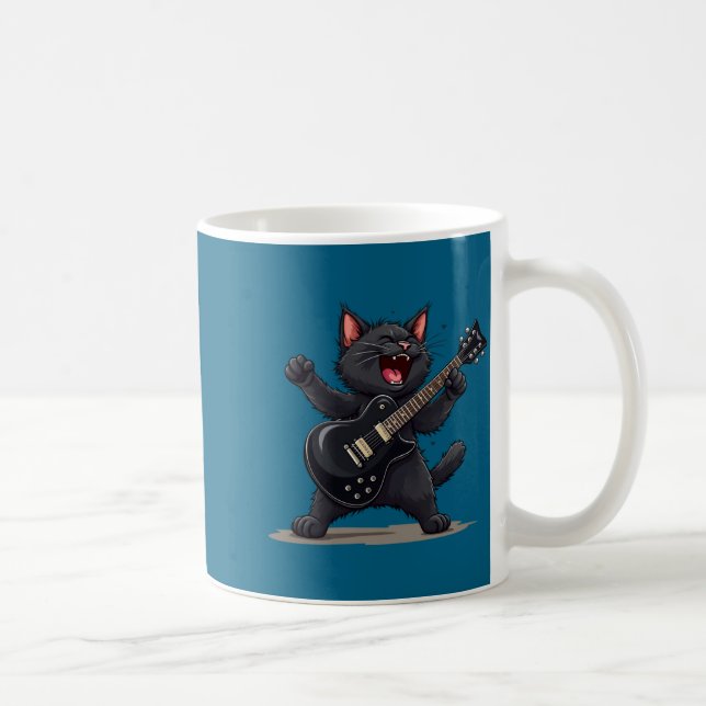 Cat Playing Guitar Rock And Roll Rock Star Funny  Kaffeetasse (Rechts)