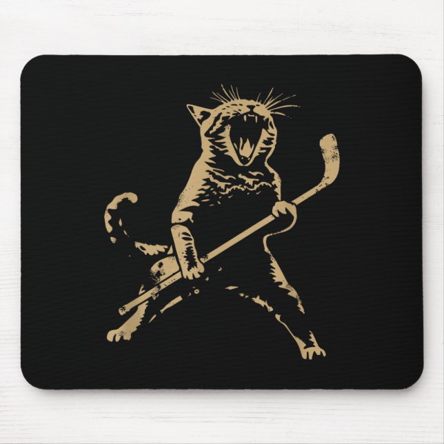 Cat Playing Ice Hockey  Mousepad (Vorne)