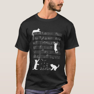 Cat Playing Musiknote Clef Musician Music Women T-Shirt