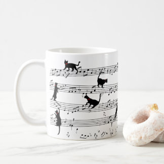 Cat Playing Note Music, Cat Music, Black Cat Gift Kaffeetasse