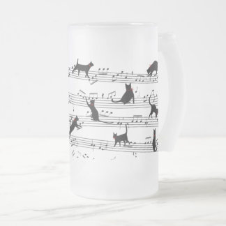Cat Playing Note Music, Cat Music, Black Cat Gift Mattglas Bierglas