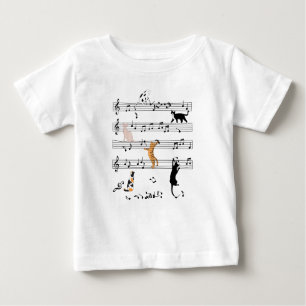 Cat Playing Note Music, Naughty Cat Gift, Niedlich Baby T-shirt