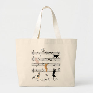 Cat Playing Note Music, Naughty Cat Gift, Niedlich Jumbo Stoffbeutel