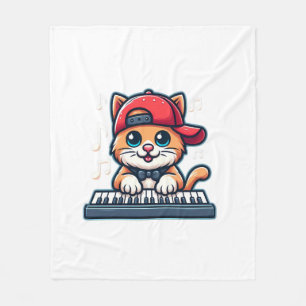 Cat Playing Piano Design für Musik und Katzen Lieb Fleecedecke
