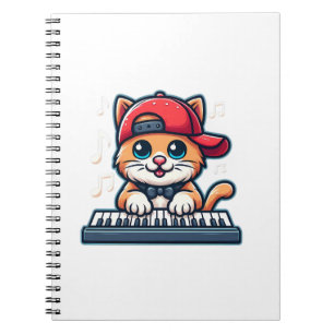 Cat Playing Piano Design für Musik und Katzen Lieb Notizblock