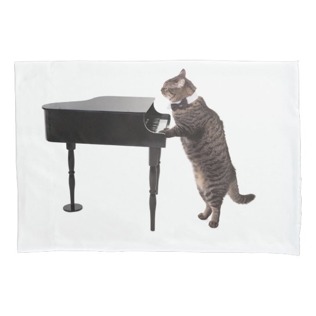 Cat Playing Piano Kissenbezug (Vorderseite)