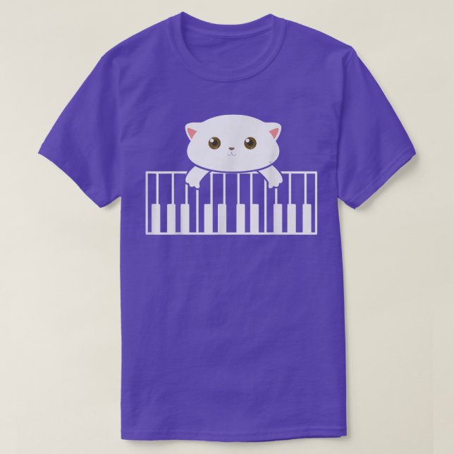 Cat Playing Piano Musik Lover Cat Eigentümer Piano T-Shirt (Design vorne)