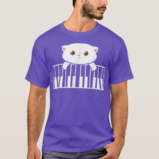 Cat Playing Piano Musik Lover Cat Eigentümer Piano T-Shirt