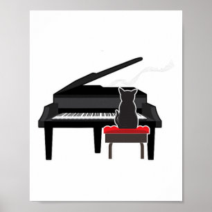 Cat Playing Piano Musik Lover Funny T Shirt Poster