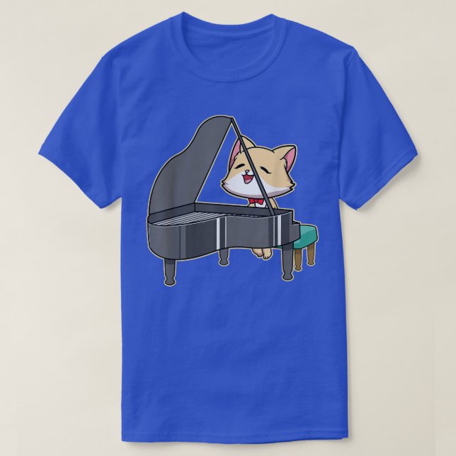 Cat Playing Piano Musik Lover Kitty Niedliche Haus T-Shirt (Design vorne)