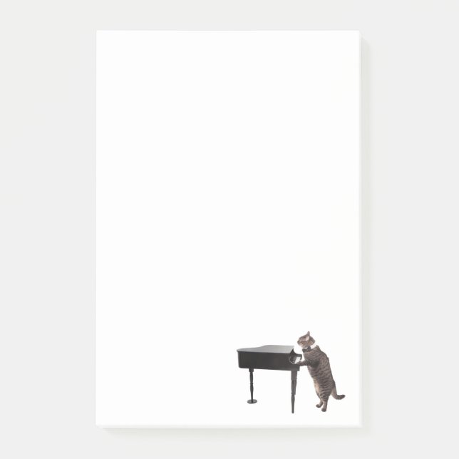 Cat Playing Piano Post-it Klebezettel (Vorderseite)