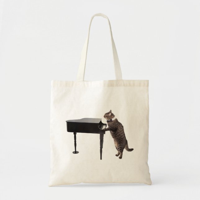 Cat Playing Piano Tragetasche (Vorne)
