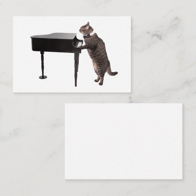 Cat Playing Piano Visitenkarte (Vorne/Hinten)