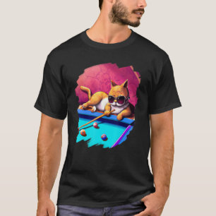 Cat Playing Pool Billard in Lounge Coole Katzen 2 T-Shirt