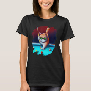 Cat Playing Pool Billard in Lounge Cooles Sonnenba T-Shirt