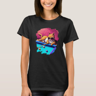 Cat Playing Pool Billliard in Lounge Coole Katzen T-Shirt