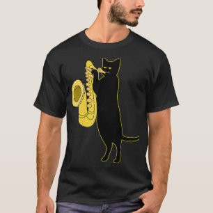 Cat Playing Saxophone   Cool Wind Instrument Sax T-Shirt