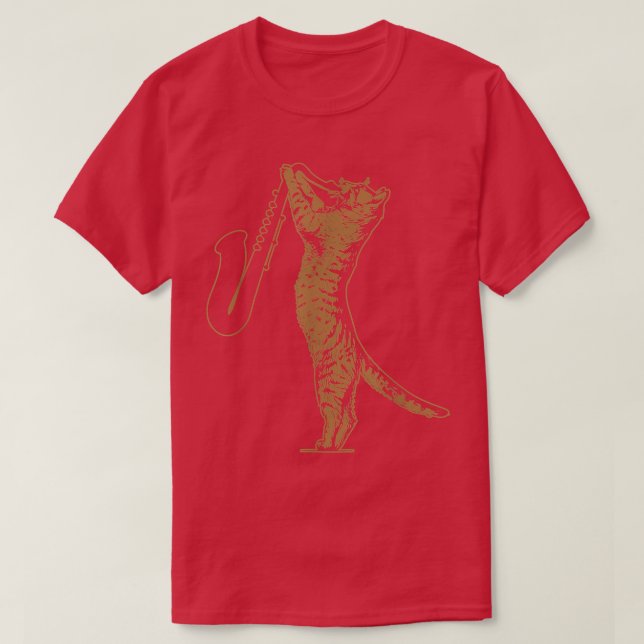 Cat Playing Saxophone Musik Lover Katze Saxophonis T-Shirt (Design vorne)