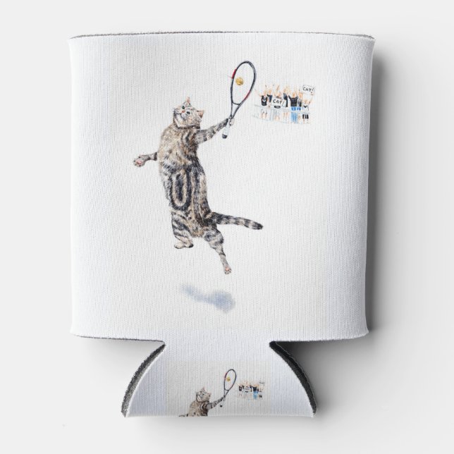 Cat Playing Tennis Dosenkühler (Vorderseite)