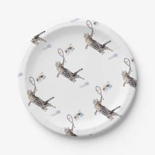 Cat Playing Tennis Pappteller