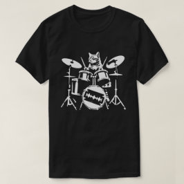 Cat Playing Trommeln 90er Grunge Punk Rock & Roll T-Shirt