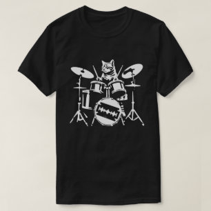 Cat Playing Trommeln 90er Grunge Punk Rock & Roll T-Shirt