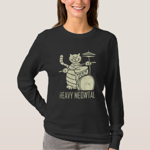 Cat Playing Trorum Funny Heavy Meowtal Cat Drum T-Shirt