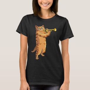 Cat Playing Trumpet Niedlich Kitten Musiker Fan T-Shirt