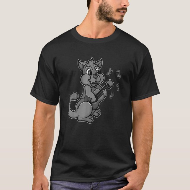 Cat Playing Ukelele Cool Kitten Uke Artist Gitarre T-Shirt (Vorderseite)