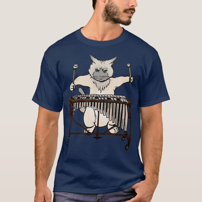 Cat Playing Vibraphone Jazz Marimba T-Shirt (Vorderseite)