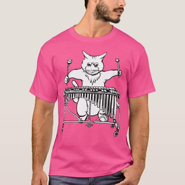 Cat Playing Vibraphone T Shirt Jazz Marimba (Vorderseite)