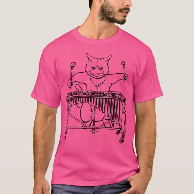 Cat Playing Vibraphone T Shirt Jazz Marimba (Vorderseite)