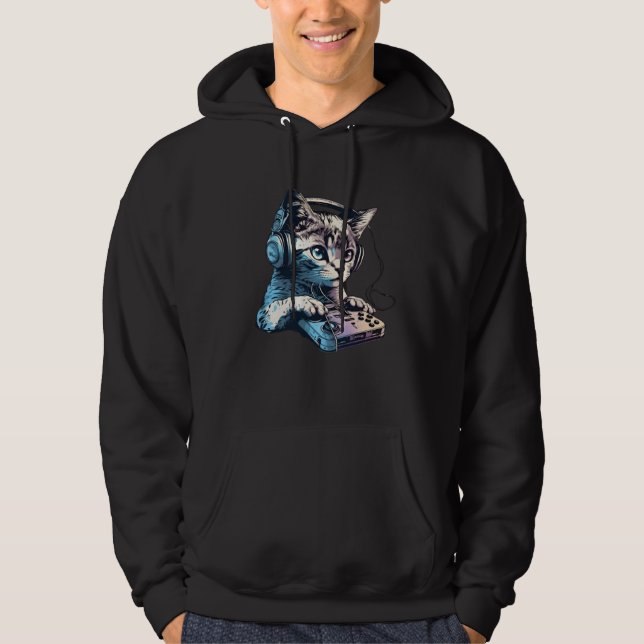 Cat Playing Video Games For Cat  And Gamers  3 Hoodie (Vorderseite)