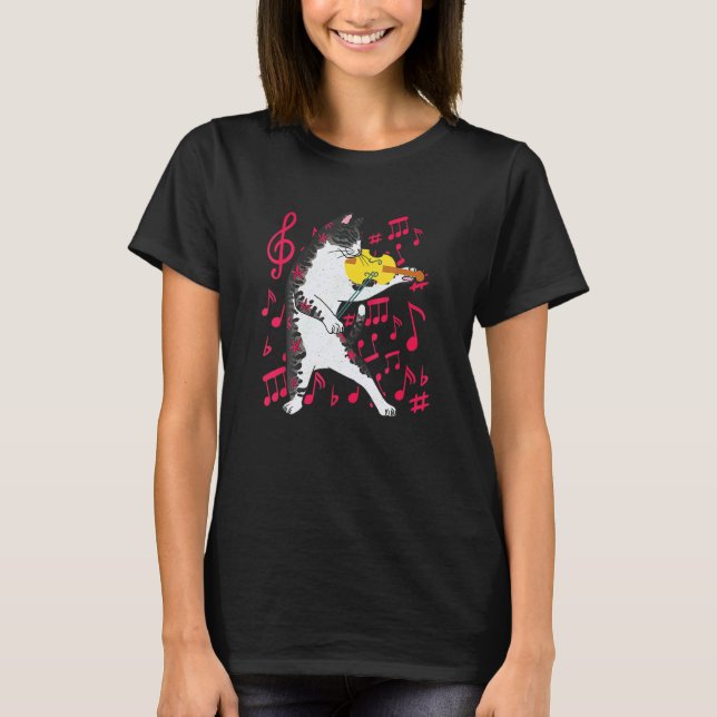 Cat Playing Violin Musical Instruments Violinist C T-Shirt (Vorderseite)