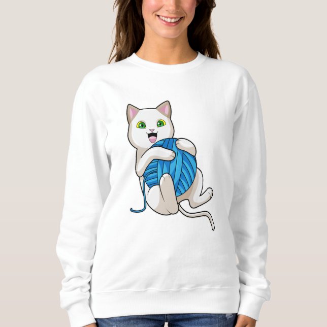 Cat Playing Wool Sweatshirt (Vorderseite)