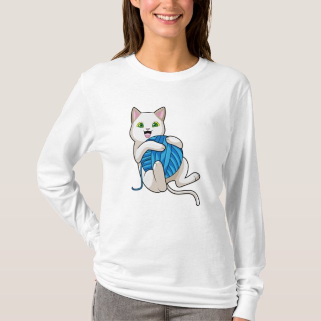 Cat Playing Wool T-Shirt (Vorderseite)